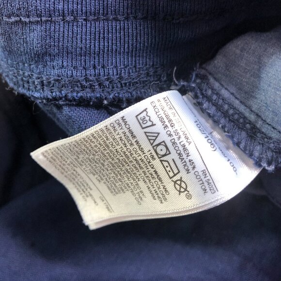 GAP Pants Mens Large Blue Cargo Linen Blend Drawstring Elastic Waist Pockets - Picture 5 of 11